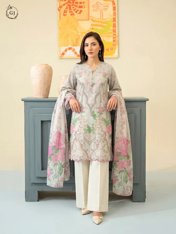 POPINN Digital Printed Khaddar 3-Piece Unstitched Suit
