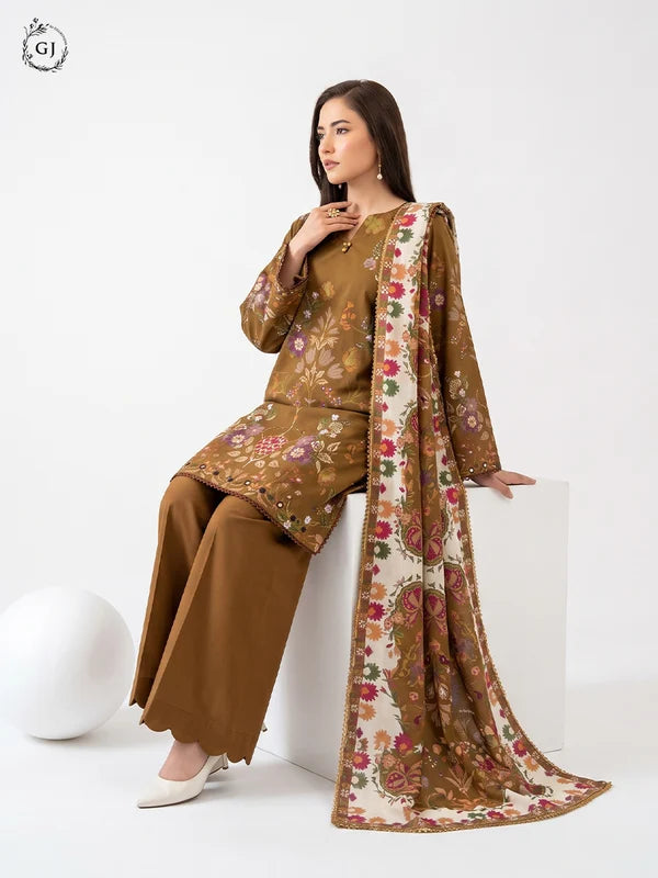 GULL RUSH Digital Printed Khaddar 3-Piece Unstitched Suit