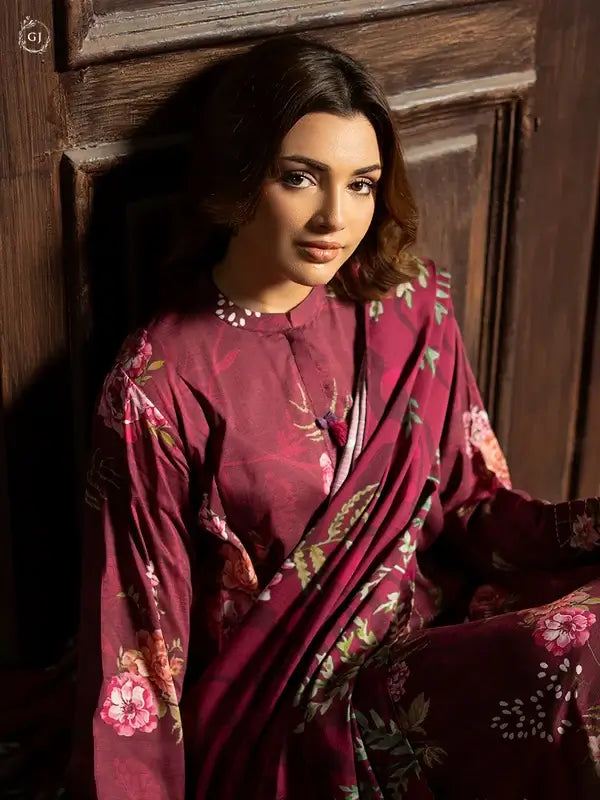POPINN 3 Piece Unstitched Digital Printed Linen Bana Dora Suit