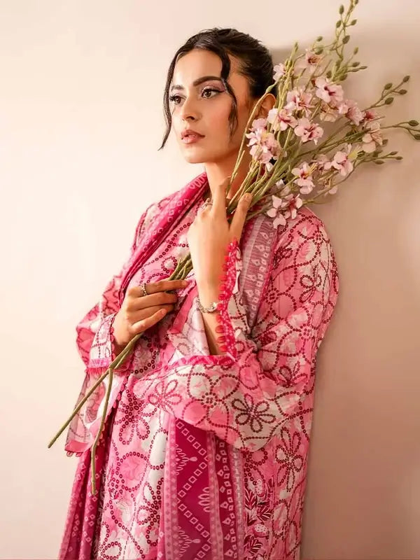 GEET 3-Piece Unstitched Digital Printed Linen Suit for Women