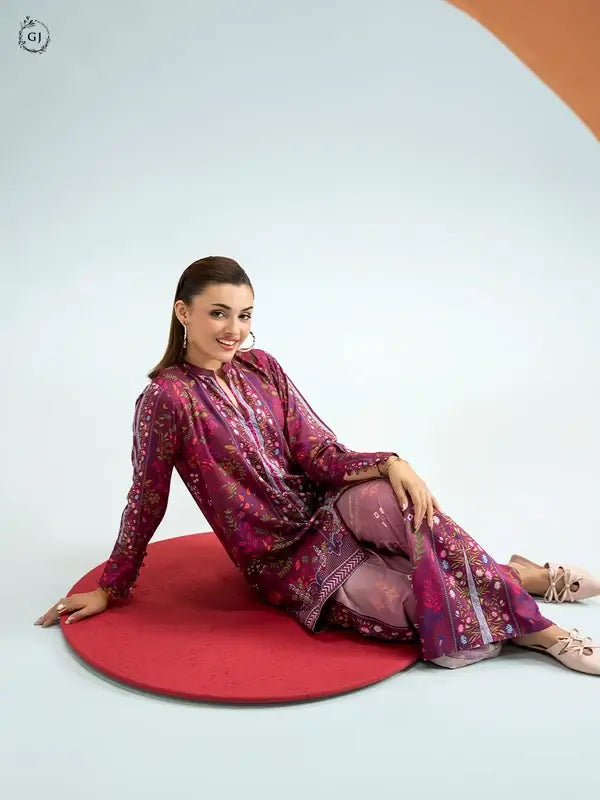 2 Piece Unstitched Bana Dora Linen Suit for Women – Printed Shirt & Trouser