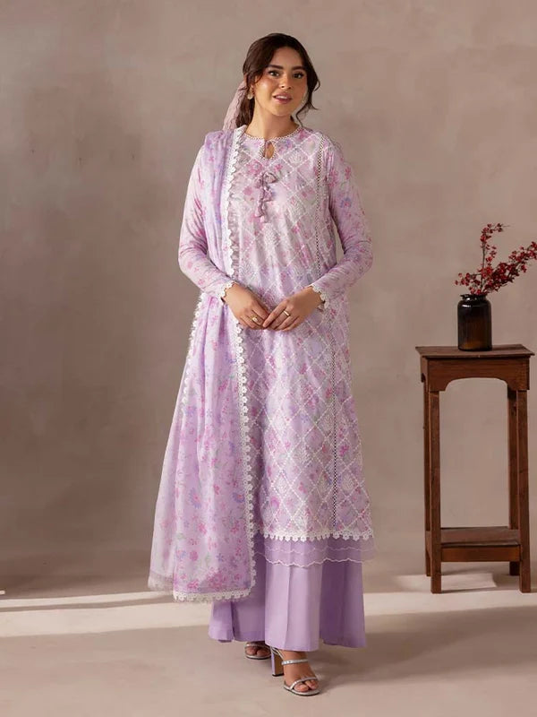 FLORE 3 Piece Unstitched Embroidered Lawn Suit | Digital Printed Lawn