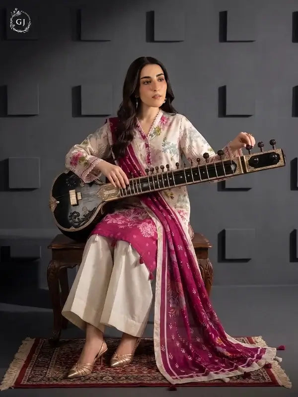KISSA 3-Piece Unstitched Digital Printed Linen Suit | Fall-Winter Collection