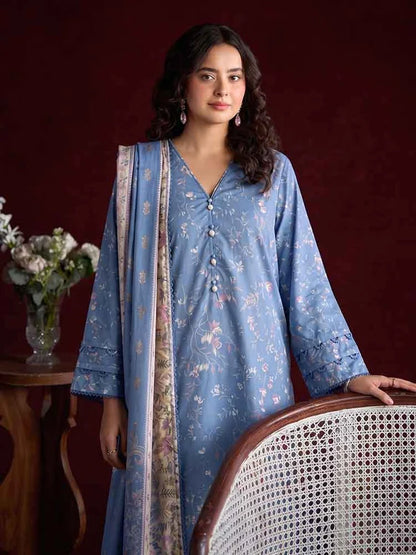 RHEA 3-Piece Unstitched Digital Printed Leather Linen Suit for Women