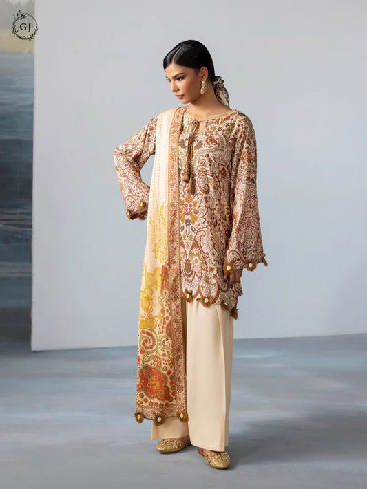 FREYA 3-Piece Unstitched Digital Printed Linen Suit | Fall-Winter Collection