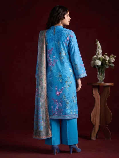 RHEA 3-Piece Unstitched Digital Printed Leather Linen Suit for Women