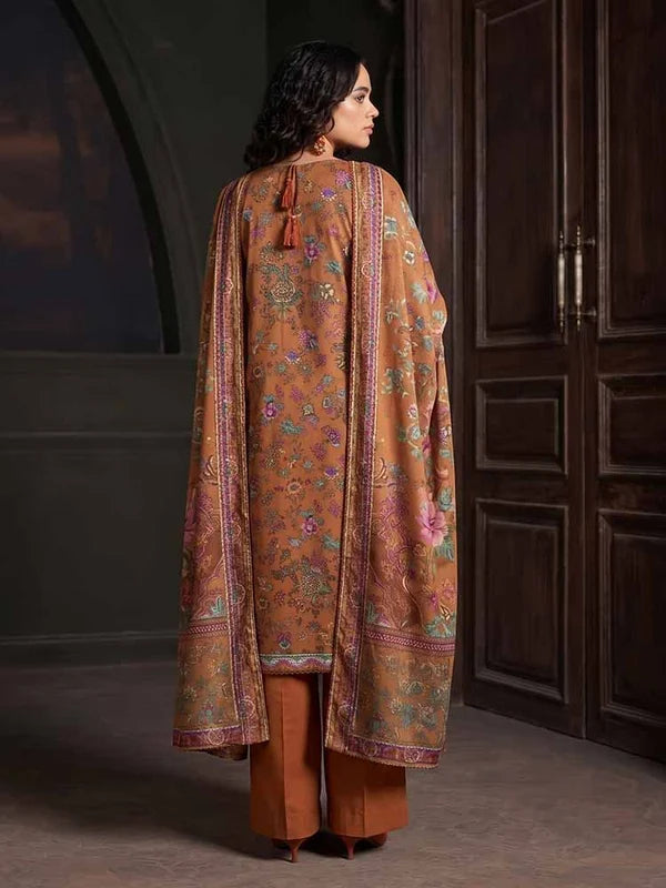 RHEA 3-Piece Unstitched Digital Printed Leather Linen Suit for Women