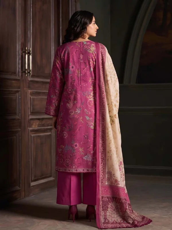 RHEA 3-Piece Unstitched Digital Printed Leather Linen Suit for Women
