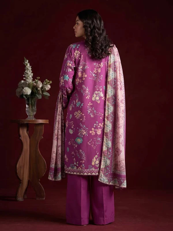 RHEA 3-Piece Unstitched Digital Printed Leather Linen Suit for Women