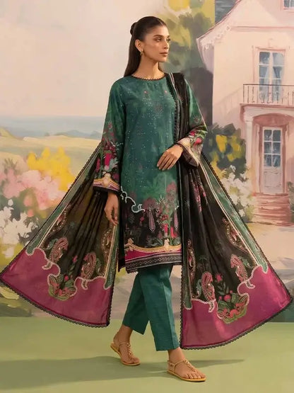 COZY BLOOMS 3-Piece Digital Printed Slub Khaddar Suit