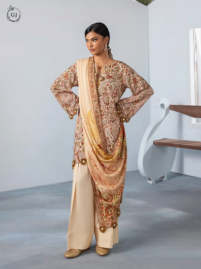 FREYA 3-Piece Unstitched Digital Printed Linen Suit | Fall-Winter Collection