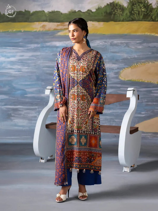 FREYA 3-Piece Unstitched Digital Printed Linen Suit | Fall-Winter Collection