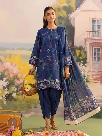 COZY BLOOMS 3-Piece Digital Printed Slub Khaddar Suit