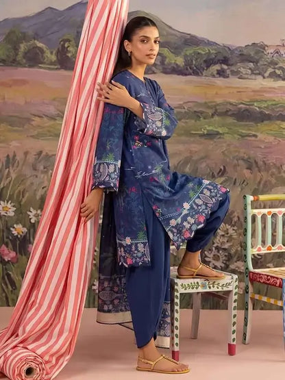 COZY BLOOMS 3-Piece Digital Printed Slub Khaddar Suit