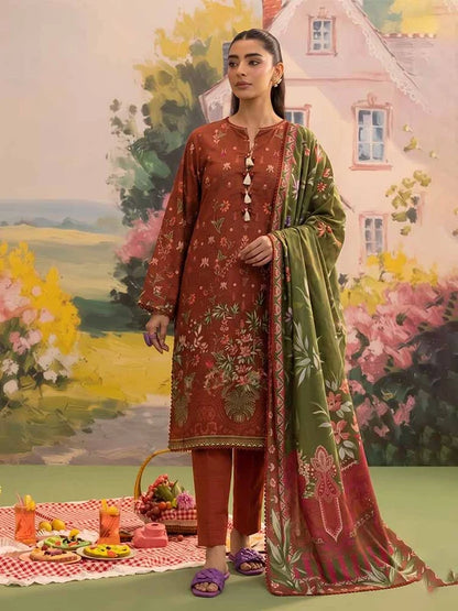 COZY BLOOMS 3-Piece Digital Printed Slub Khaddar Suit