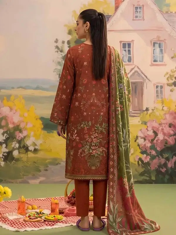 COZY BLOOMS 3-Piece Digital Printed Slub Khaddar Suit