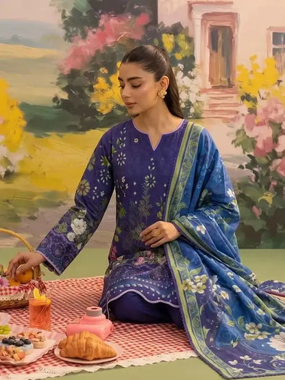 COZY BLOOMS 3-Piece Digital Printed Slub Khaddar Suit