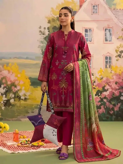 COZY BLOOMS 3-Piece Digital Printed Slub Khaddar Suit