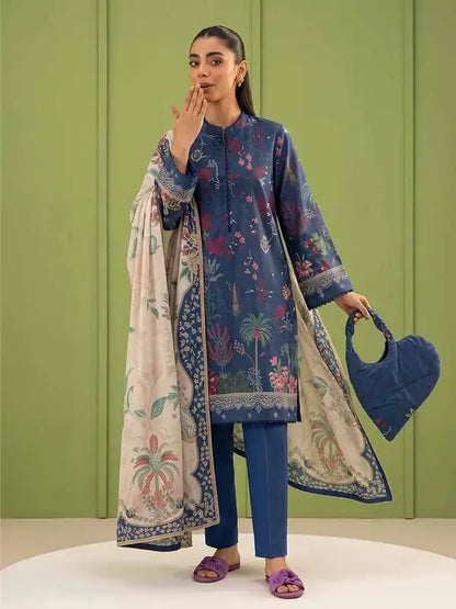 COZY BLOOMS 3-Piece Digital Printed Slub Khaddar Suit