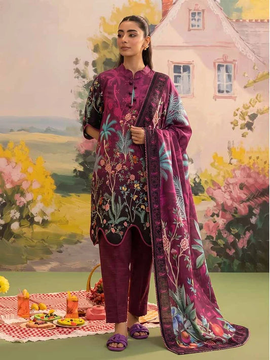 COZY BLOOMS 3-Piece Digital Printed Slub Khaddar Suit