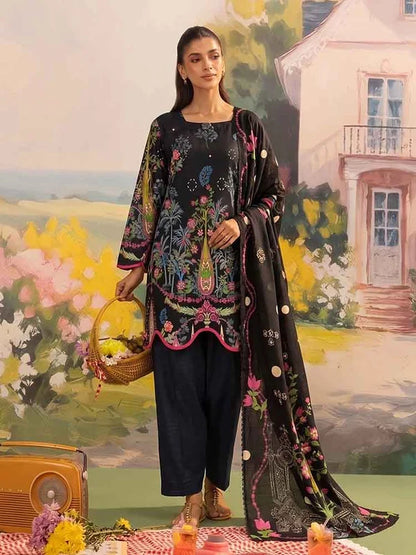 COZY BLOOMS 3-Piece Digital Printed Slub Khaddar Suit