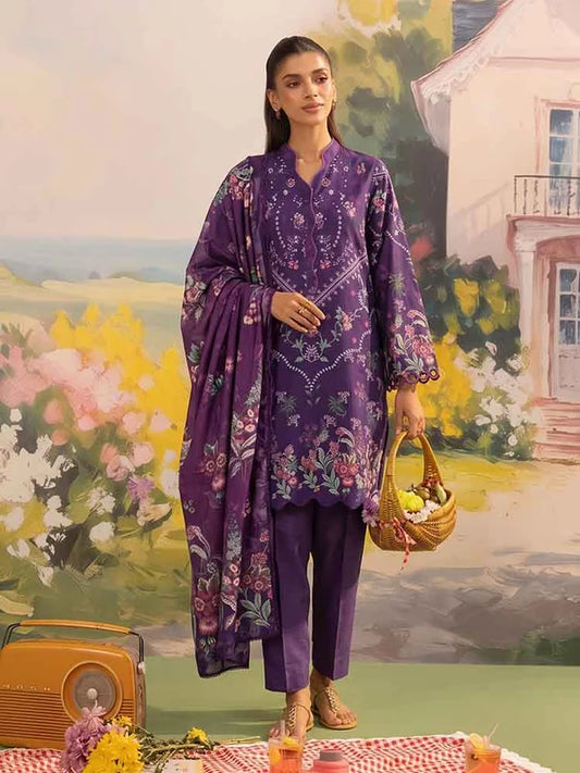 COZY BLOOMS 3-Piece Digital Printed Slub Khaddar Suit