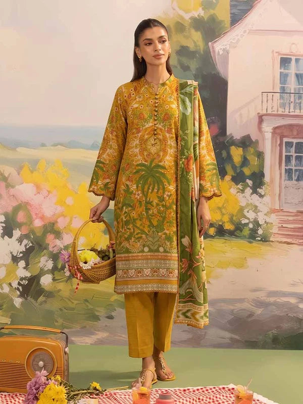 COZY BLOOMS 3-Piece Digital Printed Slub Khaddar Suit
