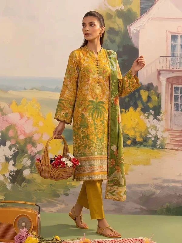 COZY BLOOMS 3-Piece Digital Printed Slub Khaddar Suit