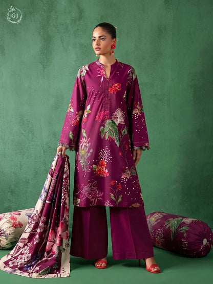 TASSELS Digital Printed Slub Khaddar 3-Piece Unstitched Suit