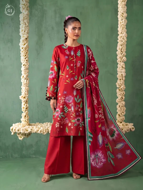 TASSELS Digital Printed Slub Khaddar 3-Piece Unstitched Suit