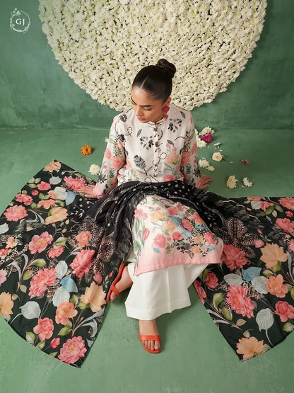 TASSELS Digital Printed Slub Khaddar 3-Piece Unstitched Suit
