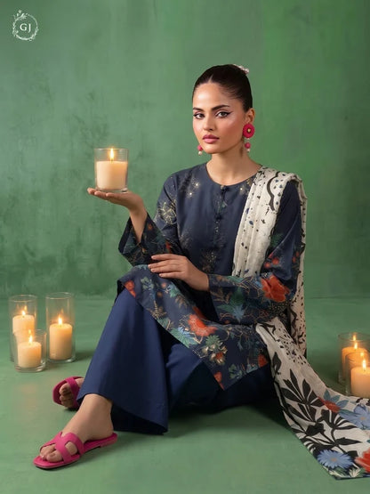 TASSELS Digital Printed Slub Khaddar 3-Piece Unstitched Suit