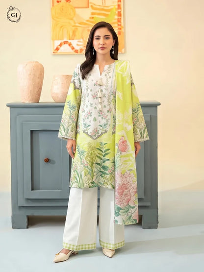 POPINN Digital Printed Khaddar 3-Piece Unstitched Suit