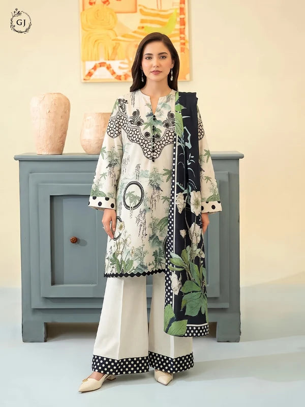 POPINN Digital Printed Khaddar 3-Piece Unstitched Suit