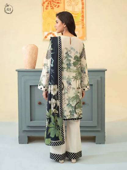 POPINN Digital Printed Khaddar 3-Piece Unstitched Suit