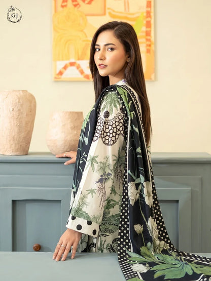 POPINN Digital Printed Khaddar 3-Piece Unstitched Suit
