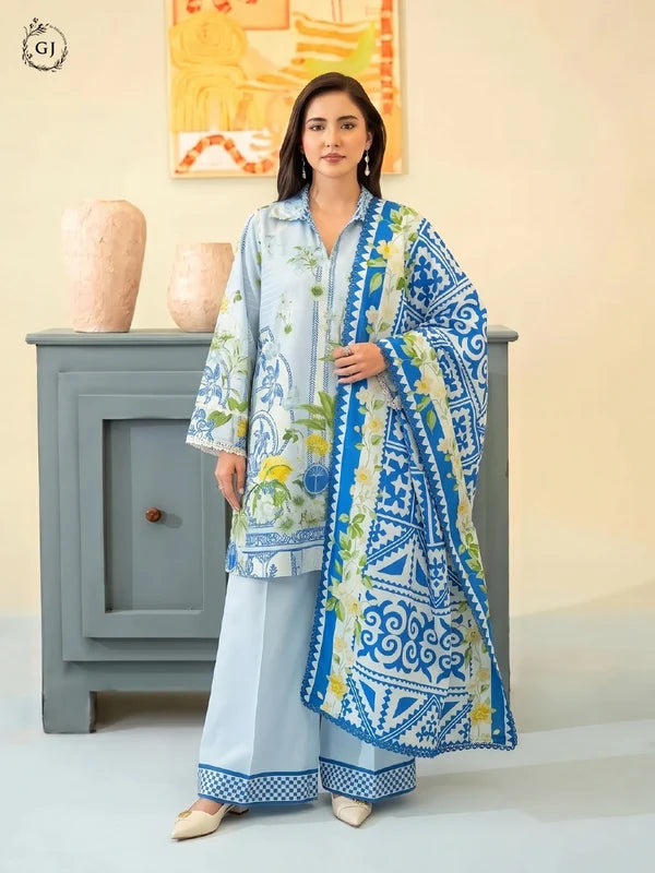 POPINN Digital Printed Khaddar 3-Piece Unstitched Suit