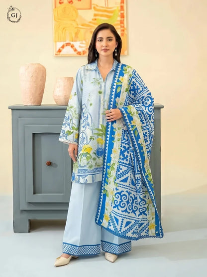 POPINN Digital Printed Khaddar 3-Piece Unstitched Suit