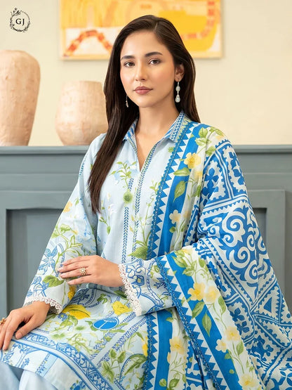 POPINN Digital Printed Khaddar 3-Piece Unstitched Suit