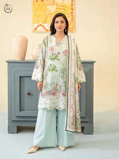 POPINN Digital Printed Khaddar 3-Piece Unstitched Suit