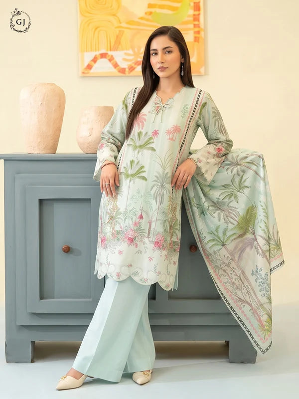 POPINN Digital Printed Khaddar 3-Piece Unstitched Suit