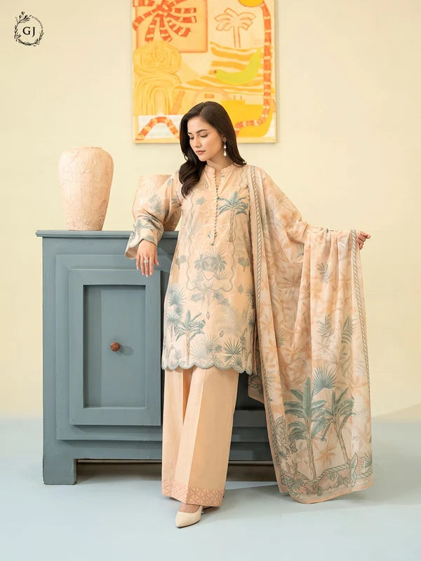 POPINN Digital Printed Khaddar 3-Piece Unstitched Suit