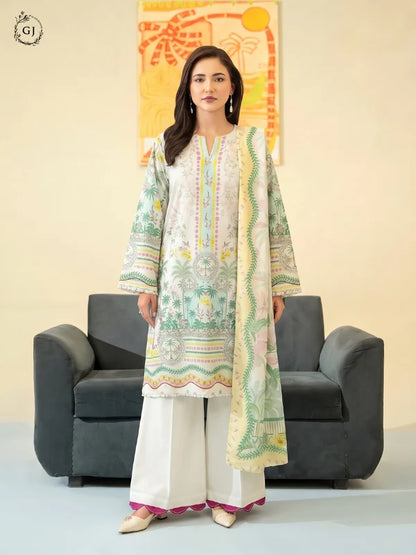 POPINN Digital Printed Khaddar 3-Piece Unstitched Suit