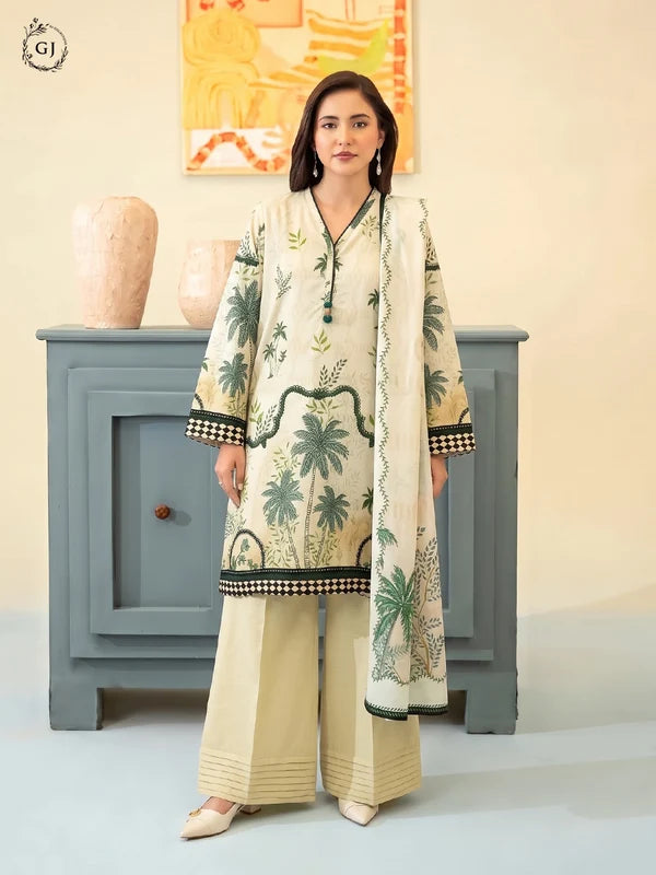 POPINN Digital Printed Khaddar 3-Piece Unstitched Suit