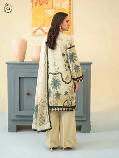 POPINN Digital Printed Khaddar 3-Piece Unstitched Suit