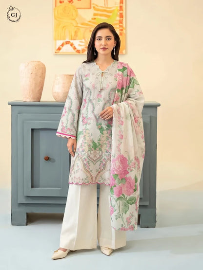 POPINN Digital Printed Khaddar 3-Piece Unstitched Suit