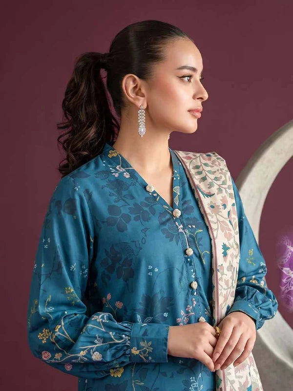 NAFASAT 3-Piece Unstitched Digital Printed Premium Staple Cotrise Suit