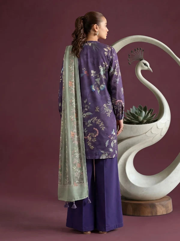 NAFASAT 3-Piece Unstitched Digital Printed Premium Staple Cotrise Suit