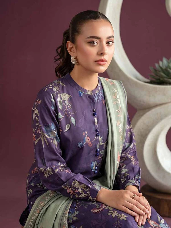 NAFASAT 3-Piece Unstitched Digital Printed Premium Staple Cotrise Suit