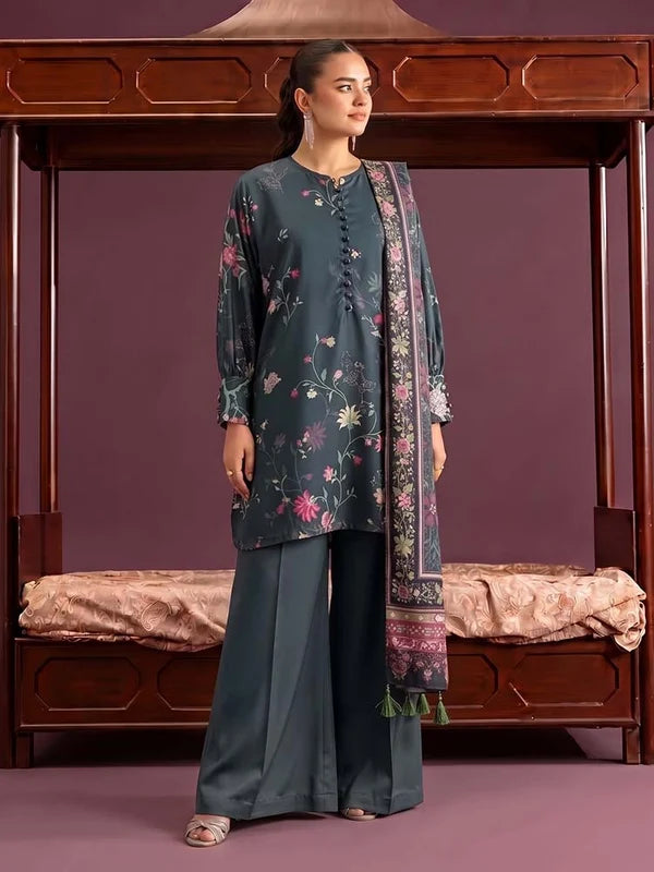 NAFASAT 3-Piece Unstitched Digital Printed Premium Staple Cotrise Suit